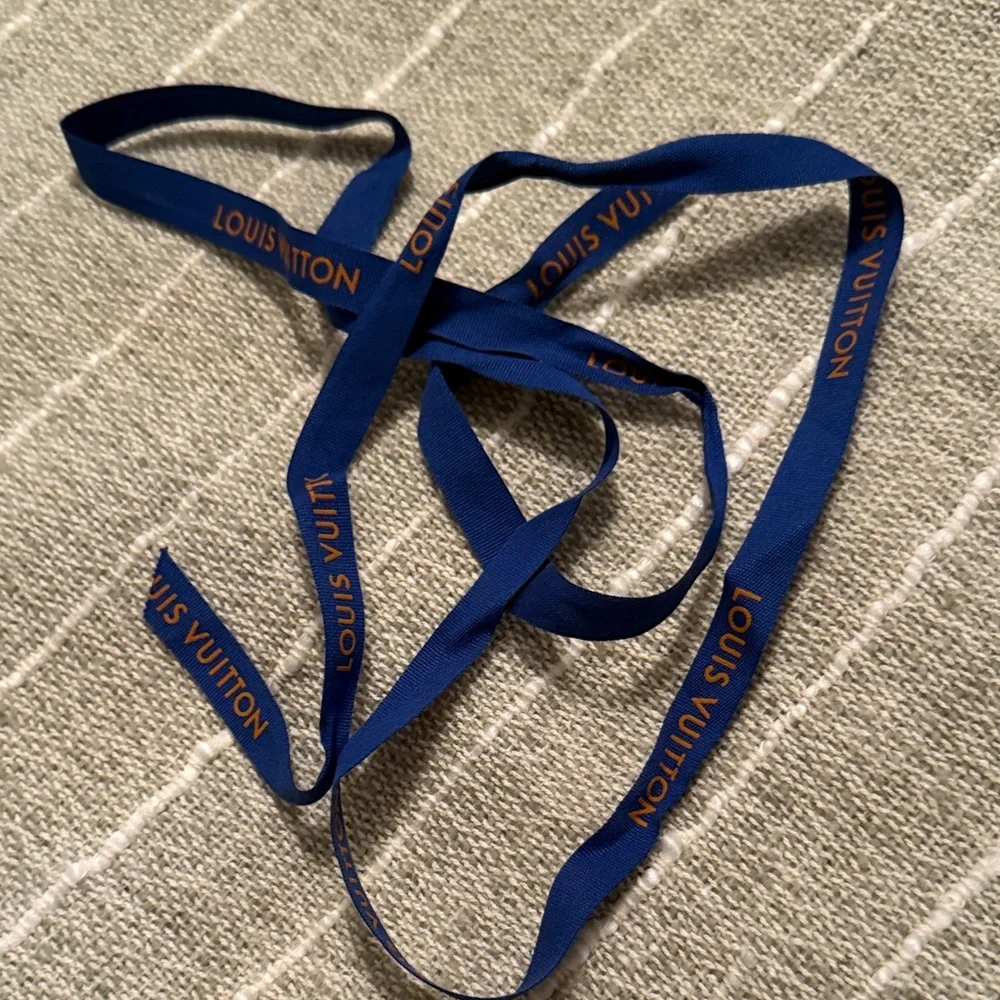 Louis Vuitton Blue Ribbon with Gold Text